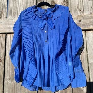 N by Nancy NWT Vibrant Blue Pleated Blouse Size S
